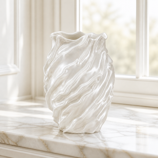 Freja vase på marmoreret vindueskarm